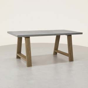 Dining Tables: Tommie 1.8M Rectangular Dining Table - Cement + Oak