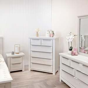 Lincoln Solid Wood 6 Drawer Tallboy - White