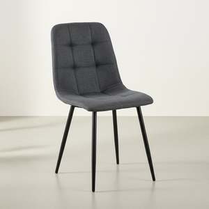 Livo Linen Dining Chair - Set of 4 - Dark Grey