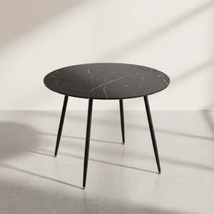 Elijah 100cm Round Dining Table - Black Silver