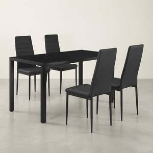 Dining Tables: Samuel 5 Piece 1.4m Dining Set - Black