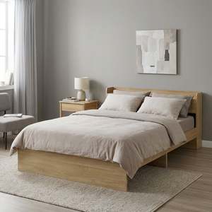 Elda Double Bed Frame with USB Port & Drawers - Natural