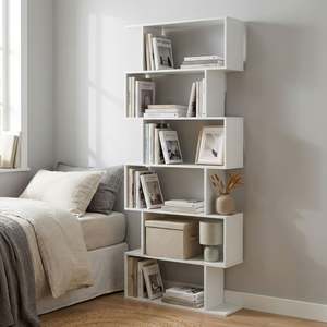 Verta 6 Tier Bookshelf Display Shelf - White