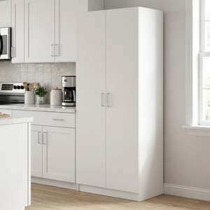 Nordic 2 Door Broom Cupboard 80cm - White