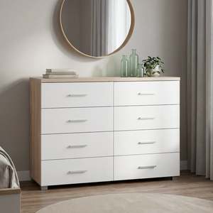 Garrett Lowboy 8 Drawer Chest Dresser - Oak