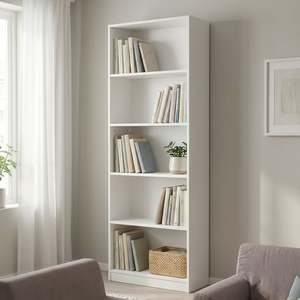 Block Promotion 2: Nivo 5 Tier Slim Bookshelf Display Shelf - White
