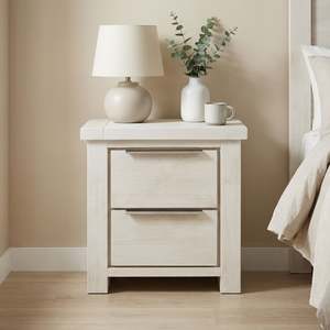 Block Promotion 2: Lincoln Solid Wood Bedside Table - White