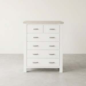 Aurora Solid Wood 6 Drawer Tallboy - White