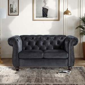Block Promotion 3: Emily Velvet 2 Seater Sofa - Black