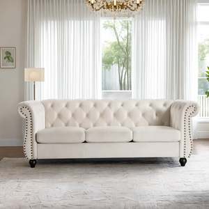 Block Promotion 3: Emily Velvet 3 Seater Sofa - Ivory
