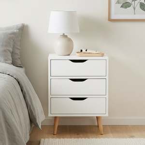 Drew Bedside Table - Maple & White