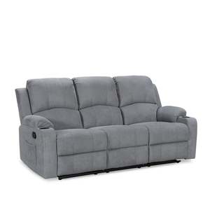 Henley Fabric Manual 3 Seater Recliner Sofa - Grey