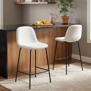 Homepage Sale 13: Selo Boucle Bar Stool - Set Of 2 - White