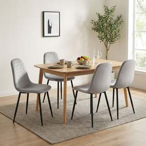 Homepage Sale 13: Quila Velvet Dining Chair - Set Of 4 - Light Grey