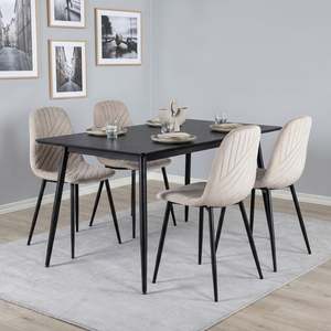 Lume Velvet Dining Chair - Set Of 4 - Light Khaki