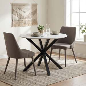 Vento Sintered Stone Round Dining Table 100x78cm - Snow White