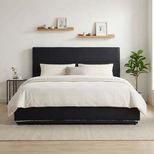 Lumetek PU Queen Gas Lift Bed Frame – Black