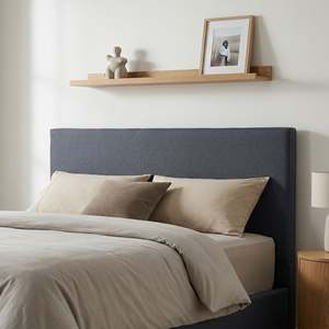 Planna Queen Upholstered Headboard – Dark Grey