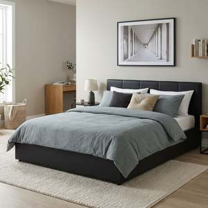 Products: Purova PU Queen Gas Lift Bed Frame – Black