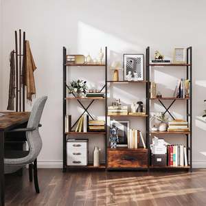 Auroa 4 Tier Bookshelf with Drawer - Rustic Brown