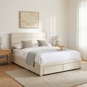 Arbor Queen Bed Frame with 4 Drawers - Beige