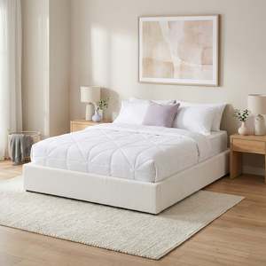 Fomo Boucle Queen Gas Lift Bed Frame - White