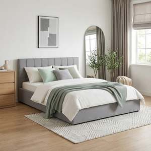 Queen Beds: Vano Queen Gas Lift Bed Frame - Grey