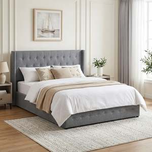 Sereno Queen Gas Lift Bed Frame - Heather Grey