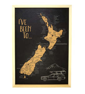 NZ Map Corkboard with Pins