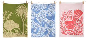 Woodcut Bird tea Towels