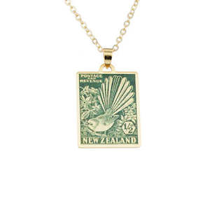 Necklace: NZ Stamp Pendant - Pīwakawaka