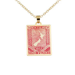 NZ Stamp Pendant - Aotearoa Map