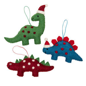 Christmas Ornament: Fairtrade Felted Christmas Decoration - Dinosaurs