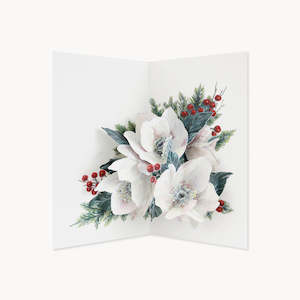 Cards: Pop Up Christmas Card - Christmas Rose