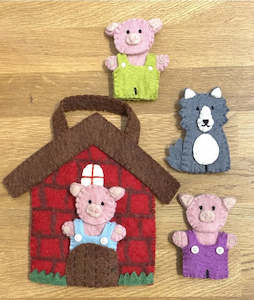 Baby: Felt - The Three Little  Pigs Finger Puppet Play Bag