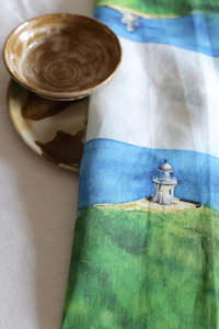Kitchen Table: Ali Davies - Linen Tea Towel - Cape Reinga/ Te Rerenga Wairua