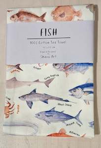 Kitchen Table: 100% Cotton Tea Towel - Fish