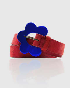 For Her: Flower Belt - Sienna Red Seude