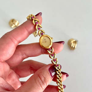 Bridal Watches: Seiko Tisse Tennis Bracelet Women's Watch with Pink Rubies
