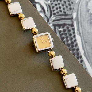 Bridal Watches: Seiko Mini Squares Woman's Watch with Two Toned Bracelet