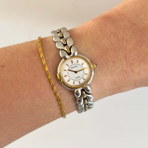 Citizen Two Tone Woman's Watch with Leaf Bracelet, Diamond Dust Dial & Blue Crown Stone