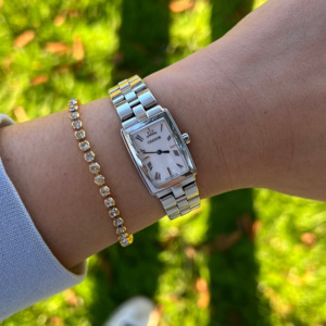 Credor by Seiko Tank Silver Womens Watch with Roman Numerals
