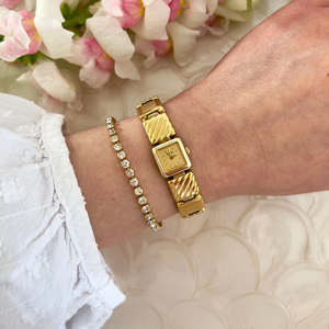 Seiko Unique Dainty Gold Bracelet Watch with Square Dial