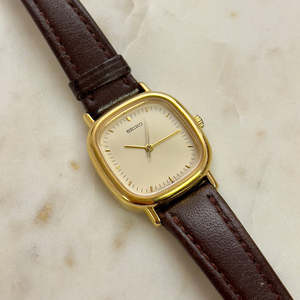 Seiko Gold Toned Cushion Case Woman's Watch