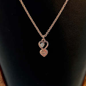 Coach Double Heart Pendant Rose Gold Tone Necklace