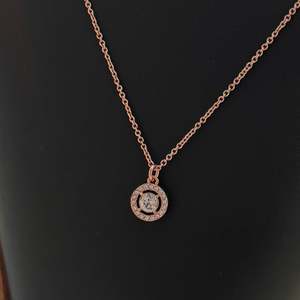 Coach Round Pavé Halo Pendant Rose Gold Tone Necklace