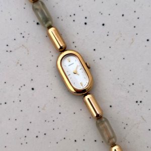 Seiko Ladies Capsule Shaped Gold and Unique Resin Bracelet Watch