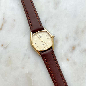Seiko Exceline Gold Filled Toned Tonneau Woman's Watch