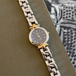 Seiko Two Tone Bracelet Sculpted Woman's Watch with a Blue Dial