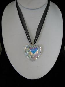 Iridised Clear Glass Heart Necklace – Glass Room